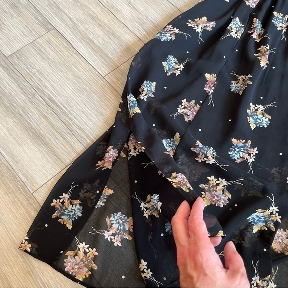 ZARA Black Floral Sheer Chiffon Dress, Midi Oversized Boho Smock Dress, small - Picture 3 of 16